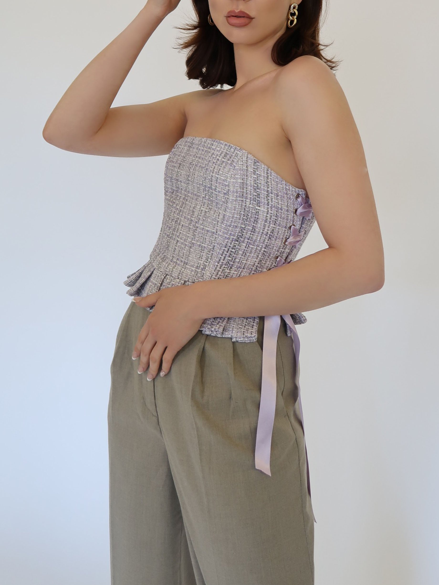 2023 Fashion Trends  Lilac Lavender Long Sleeve Corset Crop Top – TGC  FASHION